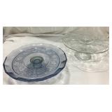 Two Glass Pedestal Cake Stands