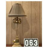 Vtg Gilt Palm Tree Table Lamp