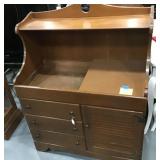 Vtg Wood Washstand Cabinet 46 In