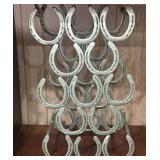 Vtg Metal Horseshoe Wine Rack