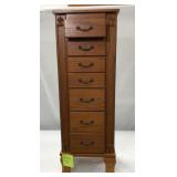 Tall Oak Jewelry Armoire 37 In.