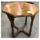 Vtg Octagonal Wood Side Table 24x25