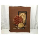 Vtg Fiber Art Wall Hanging Size 24in