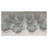 Pressed Glass Punch Cups Diamond Pattern