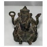 Cast Metal Ganesha Figurine 6.5 In