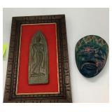 Framed Thai Buddha Plaque & Decorative Mask