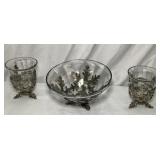 Beautiful Small Glass & Metal Snowflake Set
