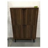 Modern Walnut Finish Shoe Cabinet
