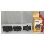 Vtg Miniature Cameras And Kodak Box