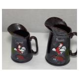 Ceramic Rooster Syrup And Batter Pitchers