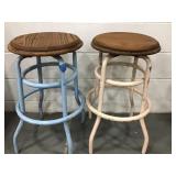 Vtg Industrial Swivel Bar Stools Pair