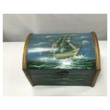 Painted Nautical Wooden Chest 16.5in