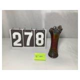 Iridescent Carnival Glass Vase 9 In