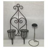 Wrought Iron Wall Sconce & Hat Stand