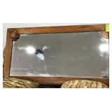 Vtg Wood Wall Mirror Size 46x23
