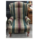 Beautiful Vtg Striped Wingback Chair