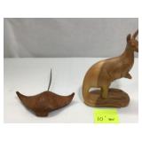 Webb Wood Carved Art Kangaroo & Stingray