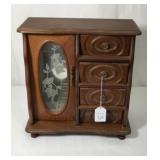 Vtg Wooden Jewelry Box w/ Carousel