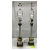 Pair Neoclassical Column Table Lamps 38in