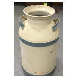 Vtg Metal Milk Can Cream And Blue
