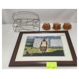 Jonathan Green Print & Amber Glass Bowls