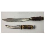 Pair Of Fixed Blade Knives Stag Style