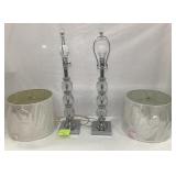 Pair Of Chrome And Glass Table Lamps