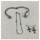 Metal Cuff And Jewelry Set-All Sterling Silver