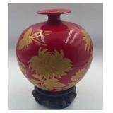 Royal Crown type Derby red porcelain globular