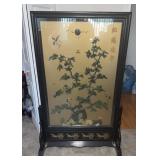 vintage Chinese table screen hardstone jade