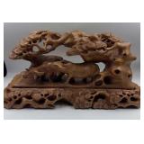 Hand carved water buffalo & cypress tree