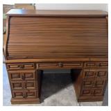 Solid wood roll-top desk. 57x28x49"