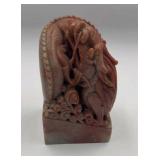 Chinese Shoushan stone carved dragon seal