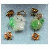 Jadeite monkey pendant & earrings