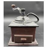 vintage-style hand-crank coffee mill cast iron &