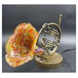 VTG Millefiori style glass lamp with a brass