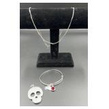 18ï¿½ silver tone necklace, CoppPure bangle