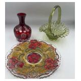 vintage Goofus glass plate, Fenton style glass