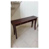 dark wood 3 drawer console table 48x14x30"