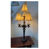 Vtg chandelier-style four-light table lamp.