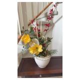 Ceramic flower pot w/ faux flowers