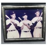 Framed black & white photo featuring baseball