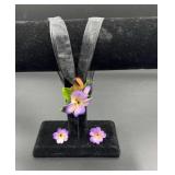 Lavender floral necklace charm & earrings. 20'