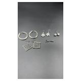 Assorted silver tone earrings