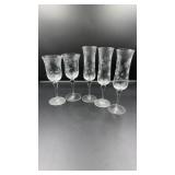 Etched flower bulb stemmed wine & champagne