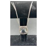 Aurora style silver tone multi strand necklace.