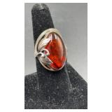 VTG-style oval cognac color 925 sterling silver