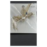 bird-shaped brooch gold-tone metal rhinestone