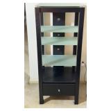 ebonized wood and frosted glass display cabinet.