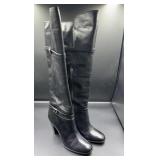 Frye Women's Laurie Zip Tall Black Leather heeled